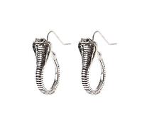 BlackAmazement Set di 2 orecchini a forma di serpente cobra argento gotico da donna, Metallo