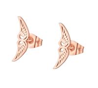 BlackAmazement Set di 2 orecchini in acciaio inox 316L con ali d'angelo, ali d'angelo, argento, rosa, oro, nero, da donna, Acciaio inossidabile