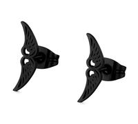 BlackAmazement Set di 2 orecchini in acciaio inox 316L con ali d'angelo, ali d'angelo, argento, rosa, oro, nero, da donna, Acciaio inossidabile