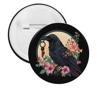 Blackbird con chiave corvo bottoni pin badge latta risvolto spille artigianato per camicie vestiti borsa accessorio, 20PCS, plastica e latta
