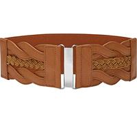 BlackButterfly 7.5 CM Waspie Elastico Vintage Intrecciato Cintura (Marrone, XL)