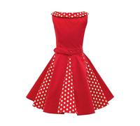 BlackButterfly Bambini Abito Vintage a Pois Anni '50 "Alexia (Rosso, 7-8 Anni)