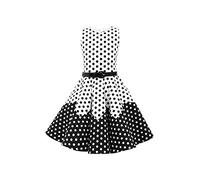 BlackButterfly Bambini Abito Vintage a Pois Anni '50 "Amy (A Pois - Bianca - Nero, 5-6 Anni)