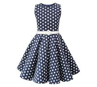 BlackButterfly Bambini Abito Vintage a Pois Anni '50 "Audrey (A Pois - Blu Mezzanotte, 11-12 Anni)