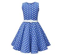 BlackButterfly Bambini Abito Vintage a Pois Anni '50 "Audrey (A Pois - Blu Reale, 13-14 Anni)