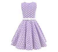 BlackButterfly Bambini Abito Vintage a Pois Anni '50 "Audrey (A Pois - Viola, 7-8 Anni)