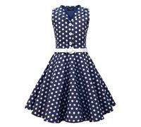 BlackButterfly Bambini Abito Vintage a Pois Anni '50 "Holly (Blu Mezzanotte, 5-6 Anni)