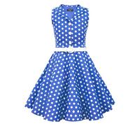 BlackButterfly Bambini Abito Vintage a Pois Anni '50 "Holly (Blu Reale, 13-14 Anni)