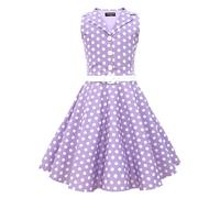 BlackButterfly Bambini Abito Vintage a Pois Anni '50 "Holly (Viola, 13-14 Anni)