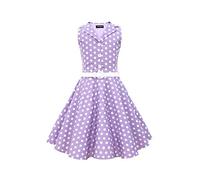 BlackButterfly Bambini Abito Vintage a Pois Anni '50 "Holly (Viola, 3-4 Anni)