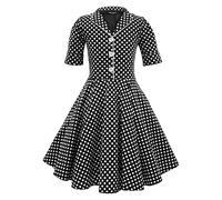 BlackButterfly Bambini Abito Vintage a Pois Anni '50 "Sabrina (Nero, 9-10 Anni)