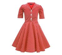 BlackButterfly Bambini Abito Vintage a Pois Anni '50 "Sabrina (Rosso, 7-8 Anni)