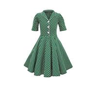 BlackButterfly Bambini Abito Vintage a Pois Anni '50 "Sabrina (Verde, 5-6 Anni)