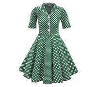 BlackButterfly Bambini Abito Vintage a Pois Anni '50 "Sabrina (Verde, 9-10 Anni)