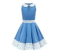 BlackButterfly Bambini Abito Vintage Anni '50 a Pois Zoey (Blu, 7-8 Anni)