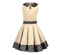 BlackButterfly Bambini Abito Vintage Anni '50 a Pois Zoey (Champagne, 7-8 Anni)