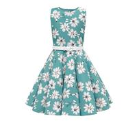 BlackButterfly Bambini Abito Vintage Anni '50 "Audrey Daisy (Floreale Turchese, 3-4 Anni)