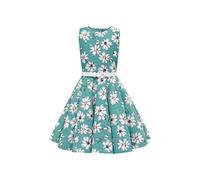 BlackButterfly Bambini Abito Vintage Anni '50 "Audrey Daisy (Floreale Turchese, 3-4 Anni)