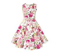 BlackButterfly Bambini Abito Vintage Anni '50 "Audrey Divinity (Floreale Rosa Avorio, 11-12 Anni)