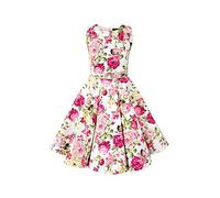 BlackButterfly Bambini Abito Vintage Anni '50 "Audrey Divinity (Floreale Rosa Avorio, 7-8 Anni)