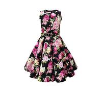BlackButterfly Bambini Abito Vintage Anni '50 "Audrey Divinity (Floreale Rosa Nero, 13-14 Anni)