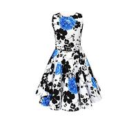 BlackButterfly Bambini Abito Vintage Anni '50 "Audrey Serenity (Bianco & Blu, 3-4 Anni)