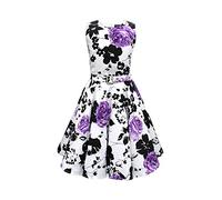 BlackButterfly Bambini Abito Vintage Anni '50 "Audrey Serenity (Bianco & Viola, 9-10 Anni)