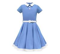BlackButterfly Bambini Abito Vintage Clarity Anni '50 "Lucy (Blu, 7-8 Anni)