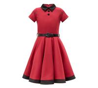 BlackButterfly Bambini Abito Vintage Clarity Anni '50 "Lucy (Rosso, 13-14 Anni)