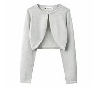 BlackButterfly Bambini Manica Lunga Scintillante Bolero Ragazze Cardigan (Argento, 9-10 Anni)