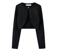BlackButterfly Bambini Manica Lunga Scintillante Bolero Ragazze Cardigan (Nero, 7-8 Anni)