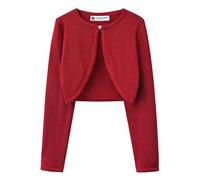 BlackButterfly Bambini Manica Lunga Scintillante Bolero Ragazze Cardigan (Rosso, 9-10 Anni)