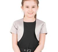 BlackButterfly Bambini Raso Manica Corta Bolero Ragazze (Argento, 7-8 Anni)