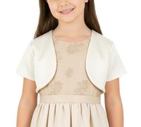 BlackButterfly Bambini Raso Manica Corta Bolero Ragazze (Avorio, 7-8 Anni)