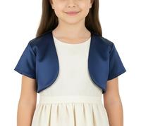 BlackButterfly Bambini Raso Manica Corta Bolero Ragazze (Blu Mezzanotte, 5-6 Anni)