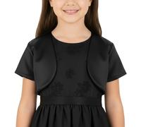 BlackButterfly Bambini Raso Manica Corta Bolero Ragazze (Nero, 7-8 Anni)