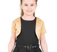BlackButterfly Bambini Raso Manica Corta Bolero Ragazze (Oro, 11-12 Anni)