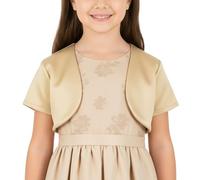 BlackButterfly Bambini Raso Manica Corta Bolero Ragazze (Oro, 7-8 Anni)