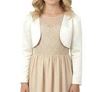 BlackButterfly Bambini Raso Manica Lunga Bolero Ragazze (Avorio, 13-14 Anni)