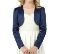 BlackButterfly Bambini Raso Manica Lunga Bolero Ragazze (Blu Mezzanotte, 3-4 Anni)