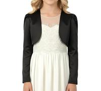 BlackButterfly Bambini Raso Manica Lunga Bolero Ragazze (Nero, 7-8 Anni)