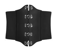 BlackButterfly Cintura Corsetto Donna Gotica 20 cm Elastica | 5 Ganci Argentati con Borchie, Pannello Frontale Sintetico, Fianchi e Dietro Stretch, Silhouette a Clessidra, Taglie S-XL