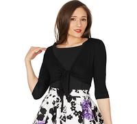 BlackButterfly Cravatta Anteriore Bolero Coprispalla Giacca Top (Nero, M)