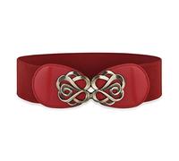 BlackButterfly Elasticizzato Vintage Cintura alta Elasticizzato Fibbia Girovita Cintura (Rosso, S)