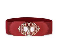 BlackButterfly Elasticizzato Vintage Largo Cintura alta Elasticizzato Perla Fibbia Girovita Cintura (Rosso, XXL)