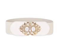 BlackButterfly Elasticizzato Vintage Largo Cintura alta Elasticizzato Perla Fibbia Girovita Cintura (Beige, S)