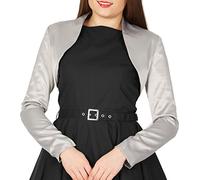BlackButterfly Formale Raso a Maniche Lunghe Bolero (Argento, XS)