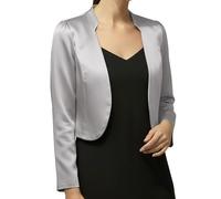 BlackButterfly Formale Raso a Maniche Lunghe Bolero Giacca (Argento, XL)