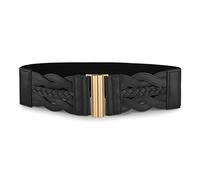 BlackButterfly Largo Cintura alta Elasticizzato Vintage Intrecciata Chiusura verticale Fibbia Fascetta Girovita Cintura (Nero, M)