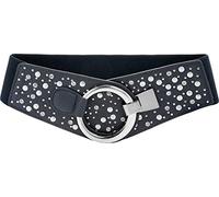 BlackButterfly Largo Elastico Allungare Metallo Costellato Gancio Fibbia Cintura (Blu mezzanotte, XL)